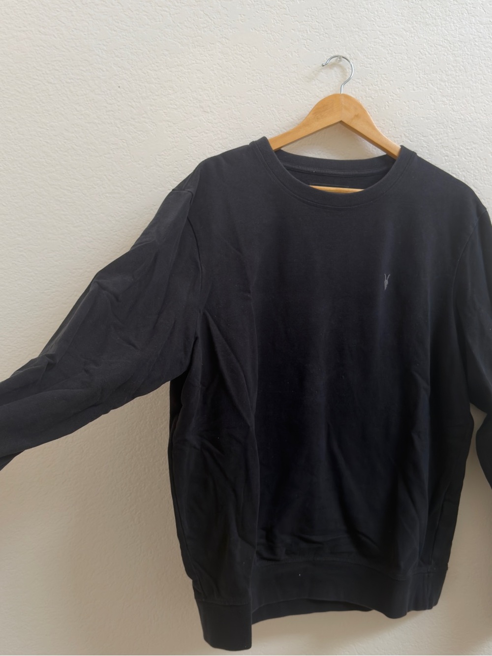 AllSaints Black Crewneck Sweatshirt with Subtle Logo